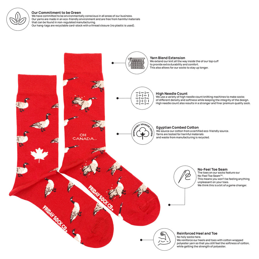 "Canada Goose" Landscape 85% Cotton Socks by Friday Sox Co