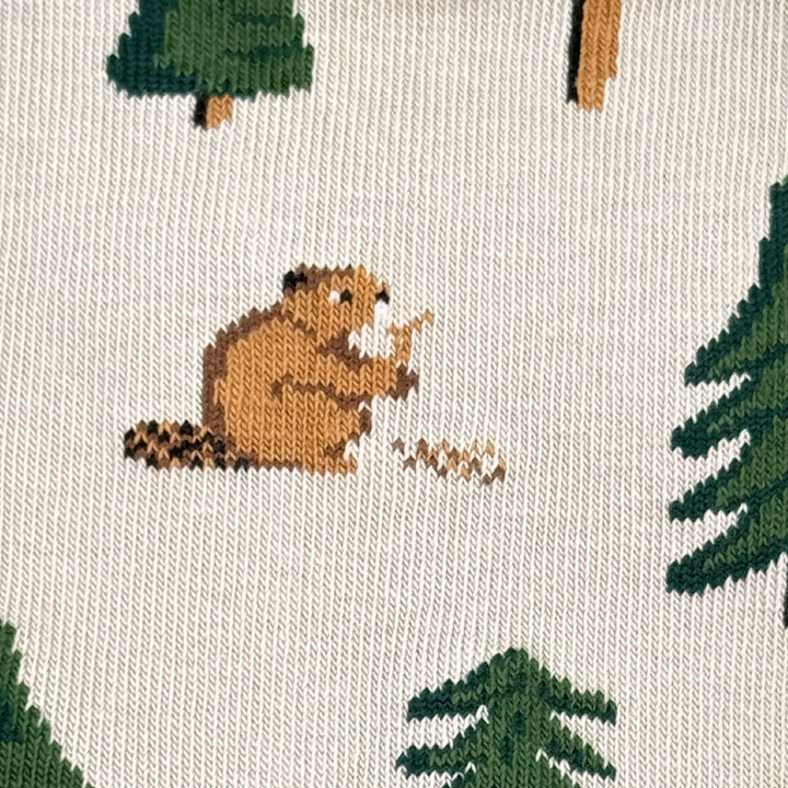 " Bear in Hat and Trees" Landscape 85% Cotton Socks by Friday Sox Co