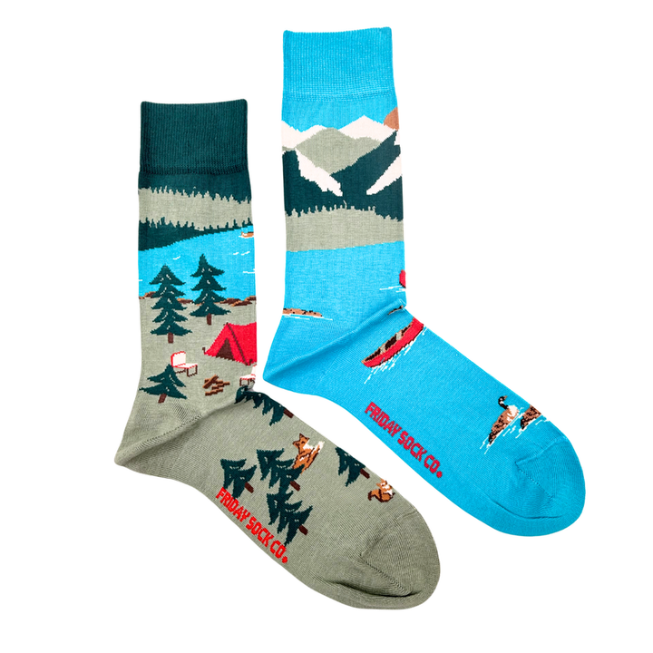 "Canada Mountain Scene" Landscape 85% Cotton Socks by Friday Sox Co