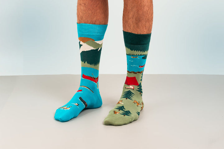 "Canada Mountain Scene" Landscape 85% Cotton Socks by Friday Sox Co