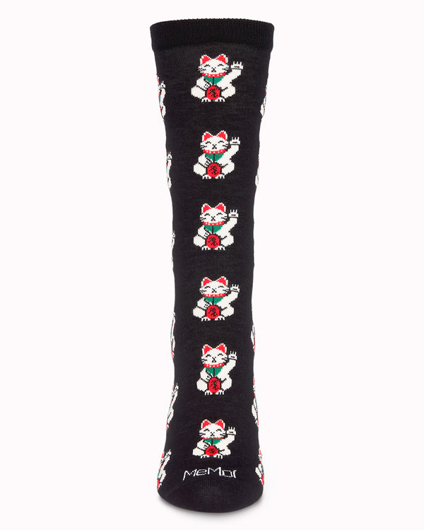 "Lucky Cat" Crew Bamboo Socks by Me Moí