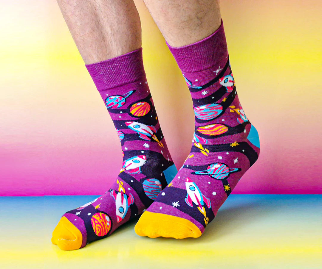 Chaussettes en coton « Space Race » par Uptown Sox - Taille L
