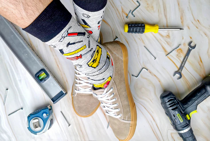 Chaussettes mi-mollet en coton « Tool Time » par Uptown Sox - Taille L 