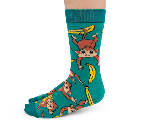 "Monkey Business" Cotton Crew Socks by Uptown Sox