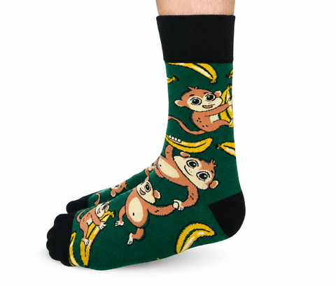 "Monkey Business" Cotton Crew Socks by Uptown Sox
