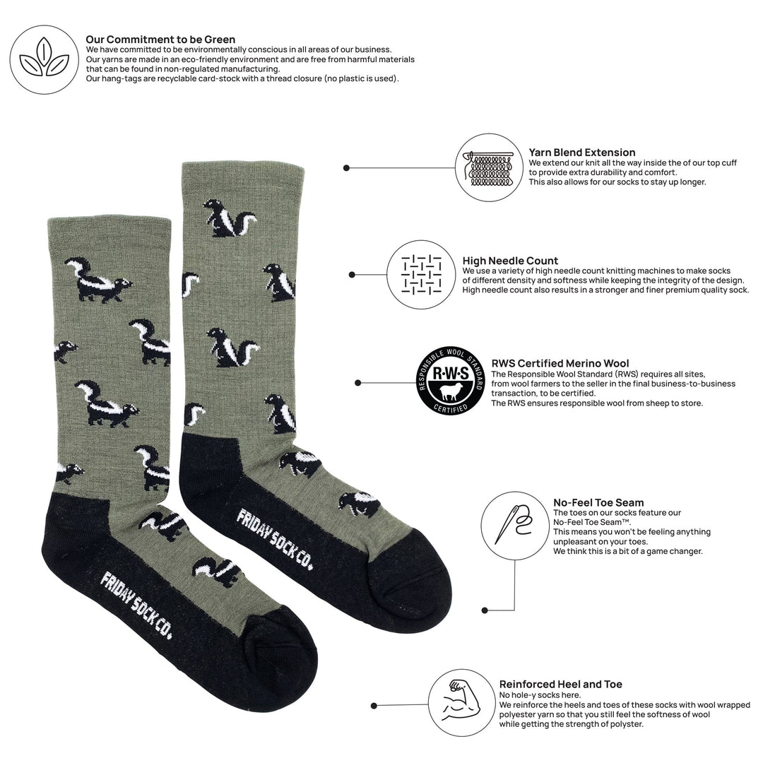 "Skunk" Merino Wool Socks by Friday Sox Co