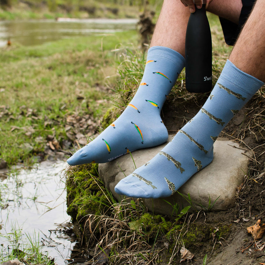 Chaussettes en coton à motif paysage « Rocky Mountain » par Friday Sox Co