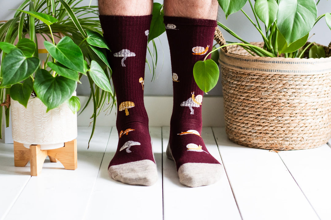 "Mushroom" Merino Wool Socks by Friday Sox Co