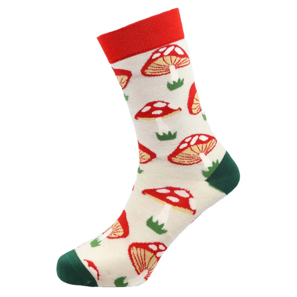"Mushrooms" Bamboo Crew Socks By Sexy Socks