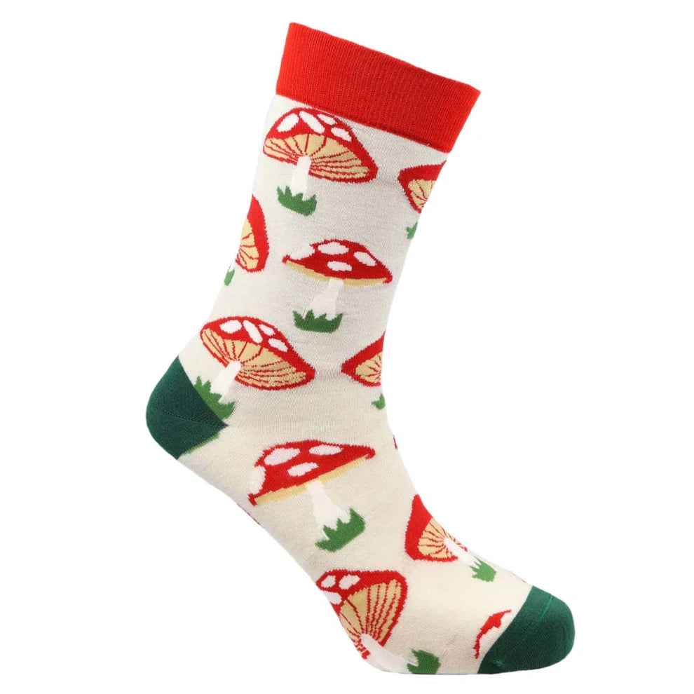 "Mushrooms" Bamboo Crew Socks By Sexy Socks