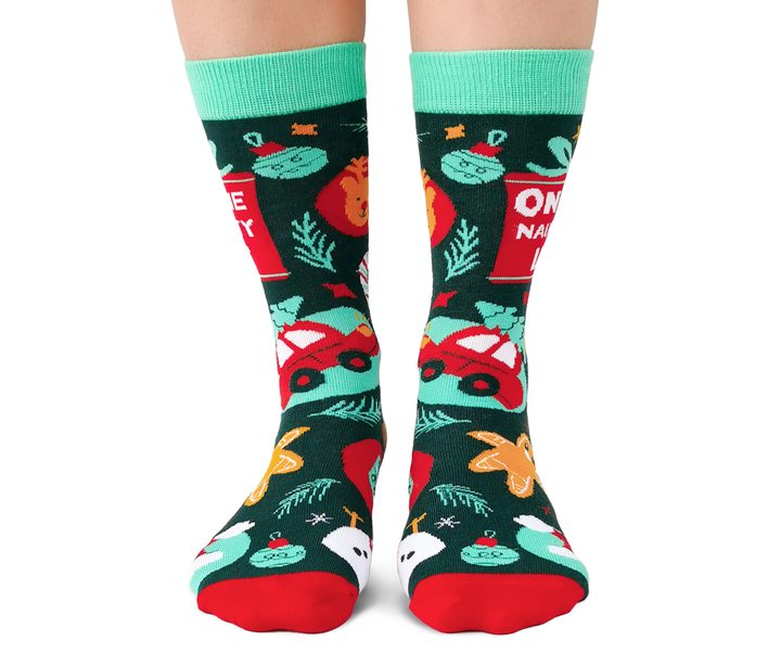 "Naughty list" Cotton Crew Socks by Uptown Sox - Large