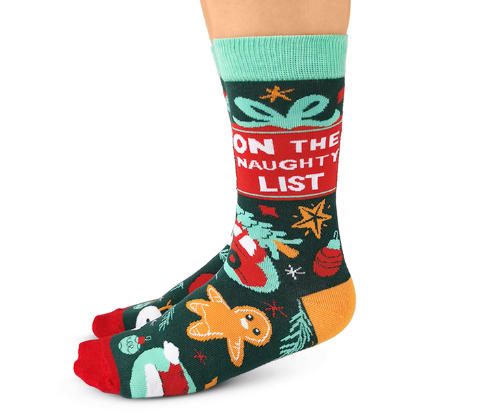 "Naughty list" Cotton Crew Socks by Uptown Sox - Large