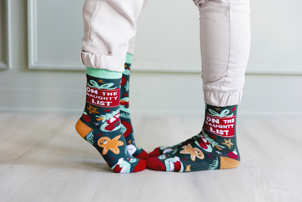 "Naughty list" Cotton Crew Socks by Uptown Sox - Large