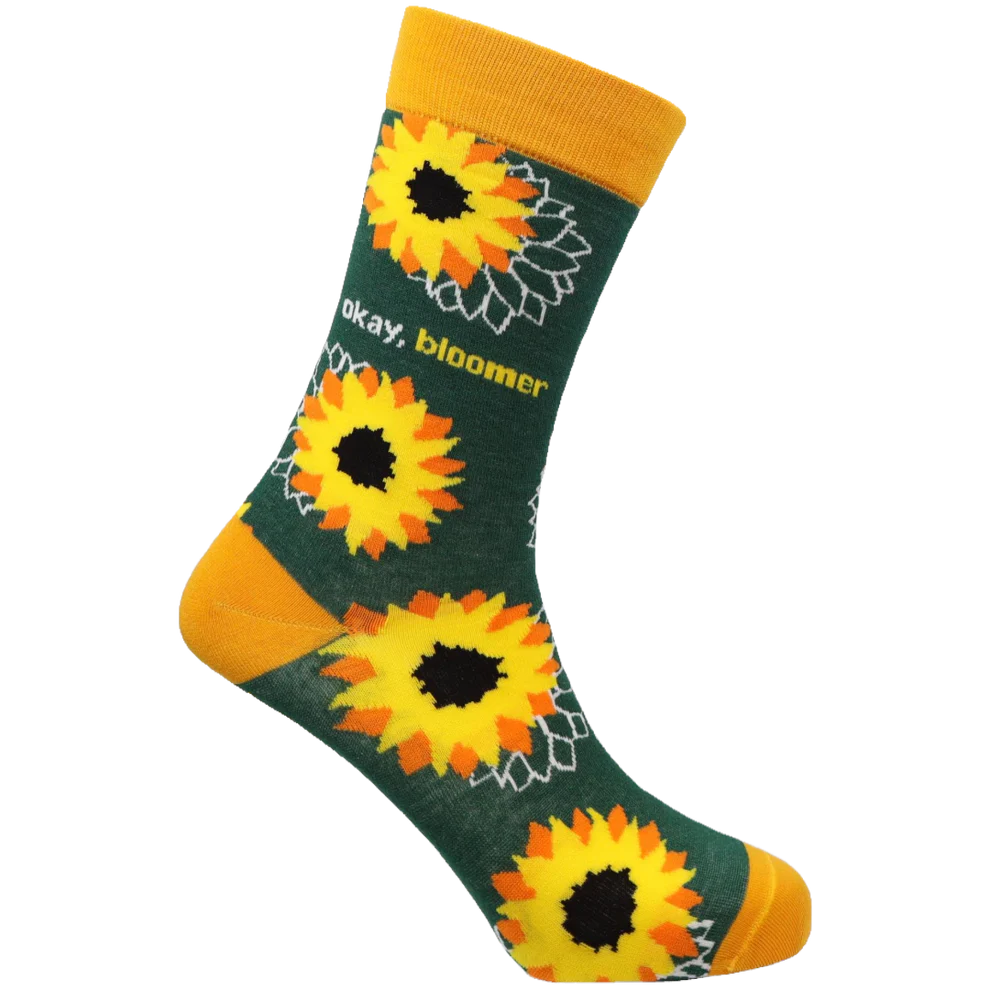 "Okay Bloomer" Bamboo Crew Socks By Sexy Socks