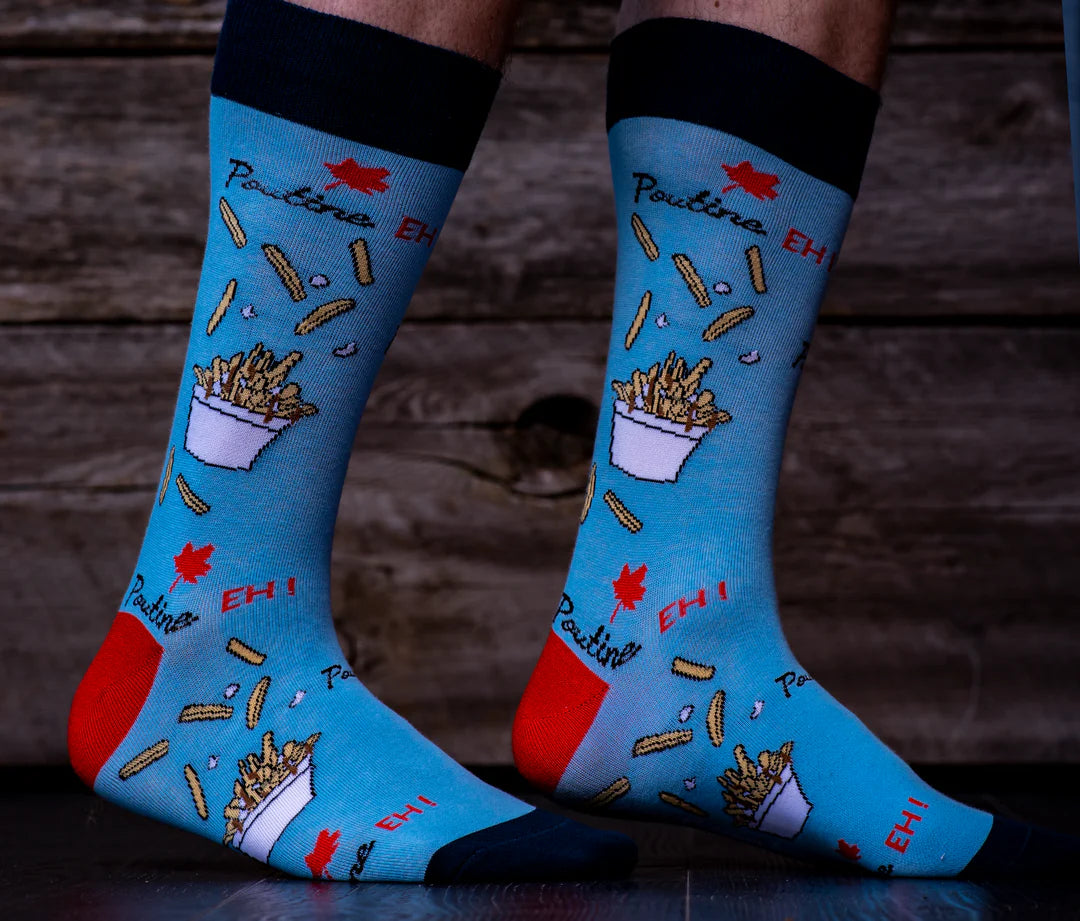 Chaussettes en coton canadiennes « Poutine Eh » par Uptown Sox