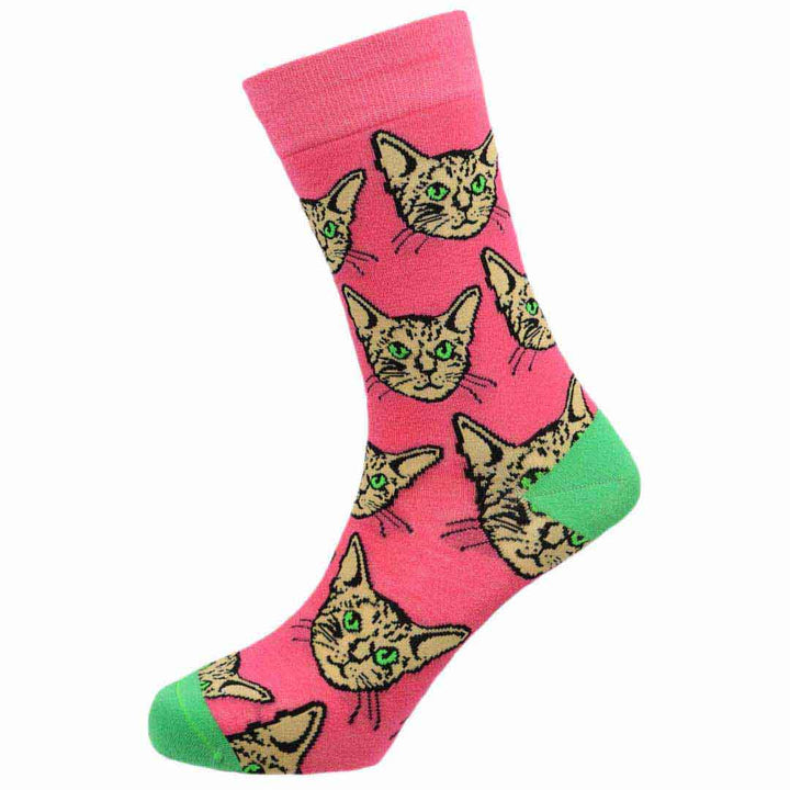 "Pink Kitty" Bamboo Crew Socks by Sexy Socks