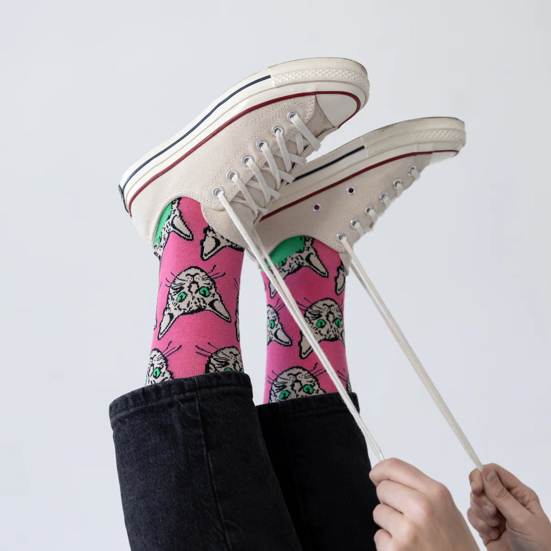 "Pink Kitty" Bamboo Crew Socks by Sexy Socks