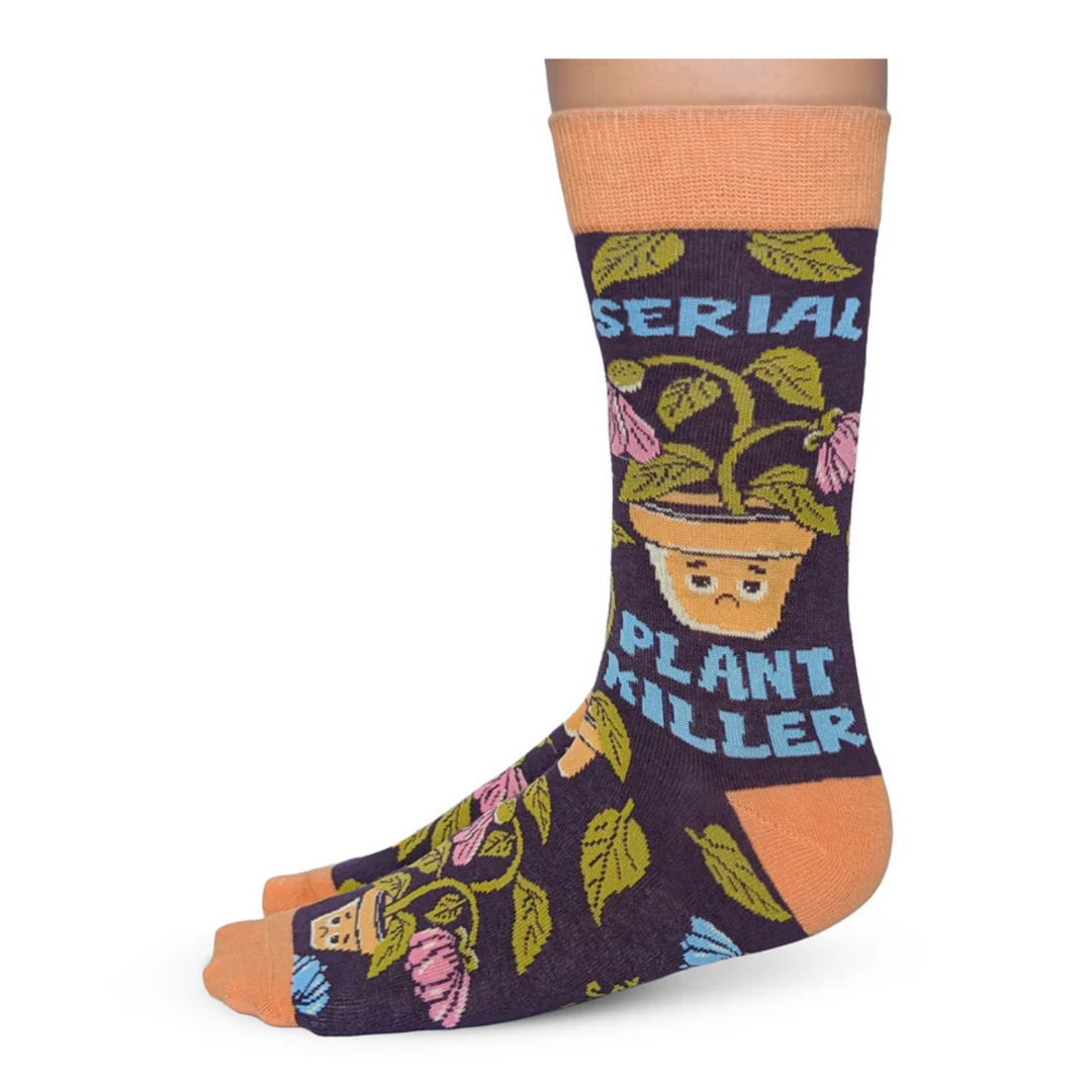 "Plant Killer" Cotton Crew Socks by Uptown Sox - Medium