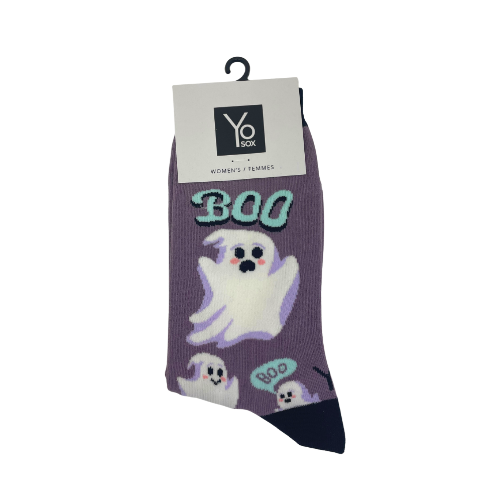 "Boo" Cotton Dress Crew Socks by YO Sox - Medium - SALE
