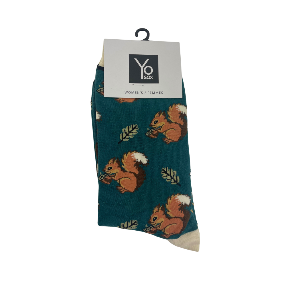 "Squirrel" Cotton Dress Crew Socks by YO Sox - Medium