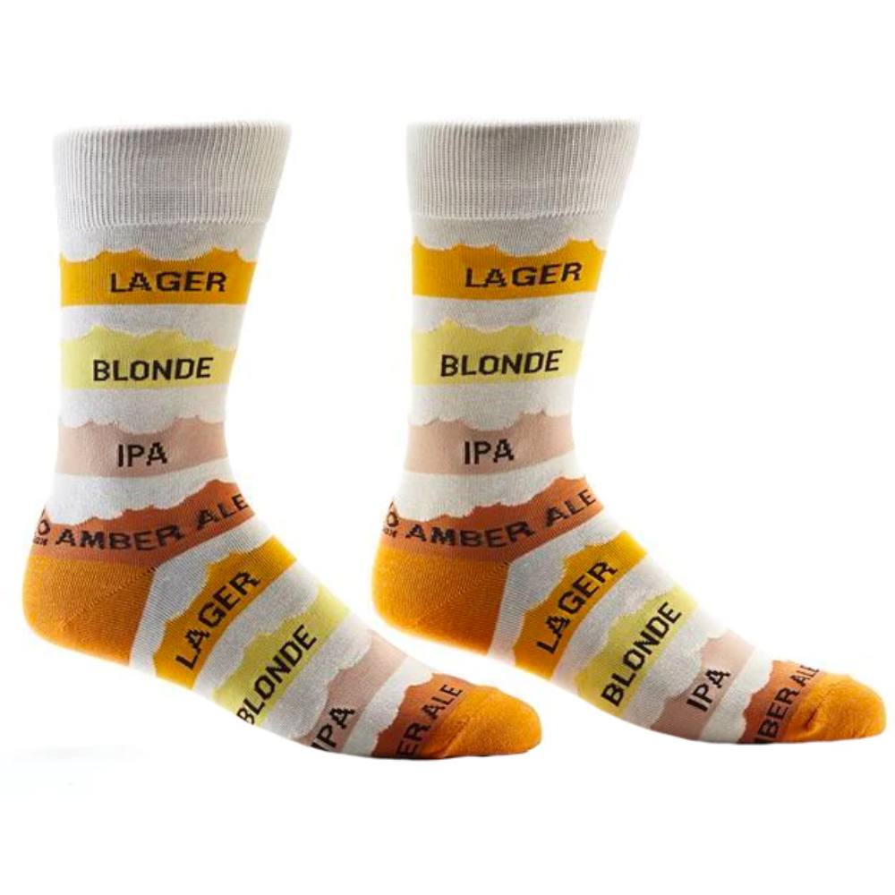 "Know Your Beers" Cotton Dress Crew Socks by YO Sox - Large