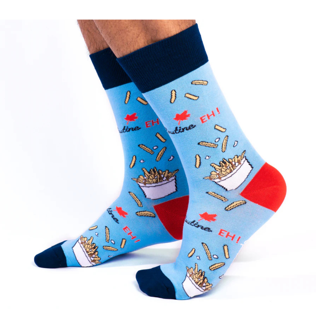 Chaussettes en coton canadiennes « Poutine Eh » par Uptown Sox