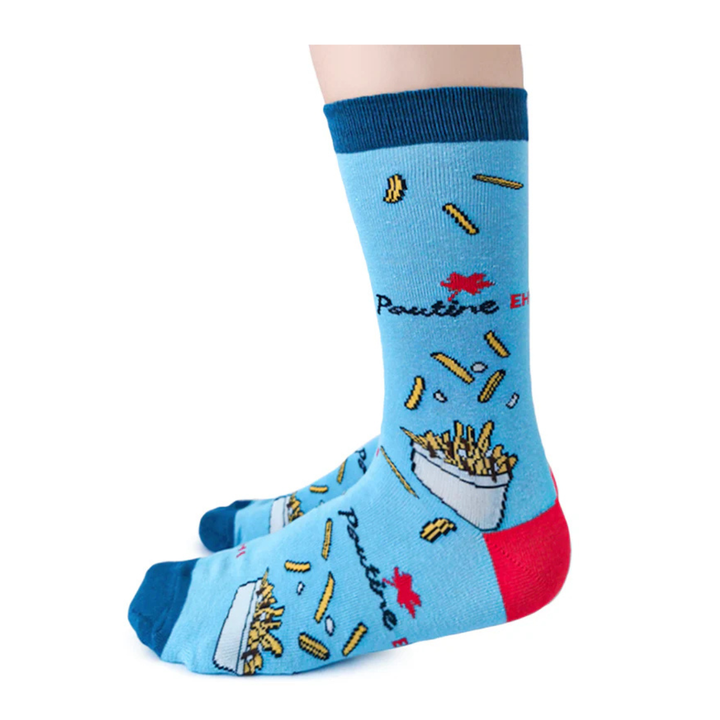 Chaussettes en coton canadiennes « Poutine Eh » par Uptown Sox