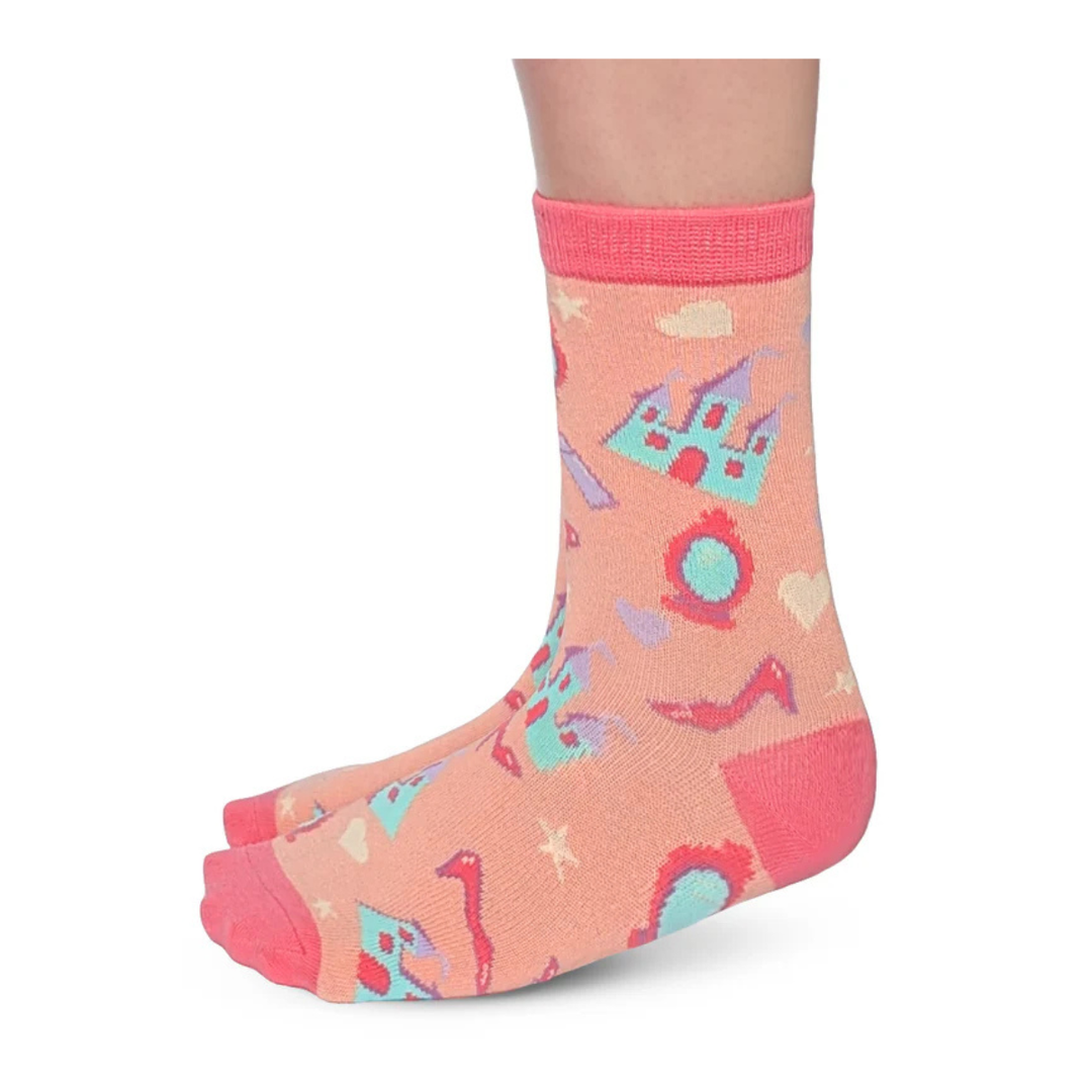"Pretty in Pink" Kids Cotton Crew Socks by Uptown Sox