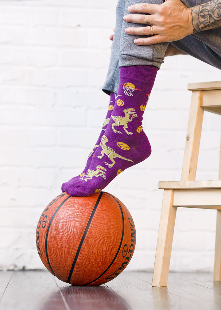 Chaussettes en coton « Dino Basketball » par Uptown Sox - Grande 