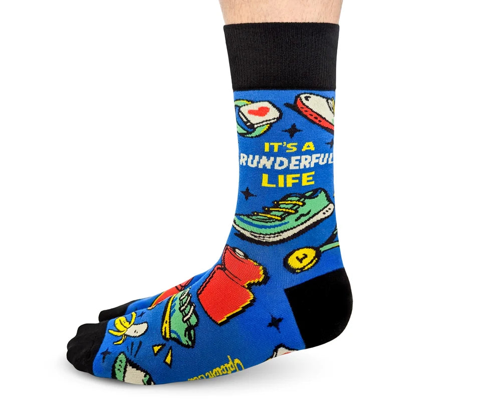"Runderful Life" Cotton Crew Socks by Uptown Sox - Large