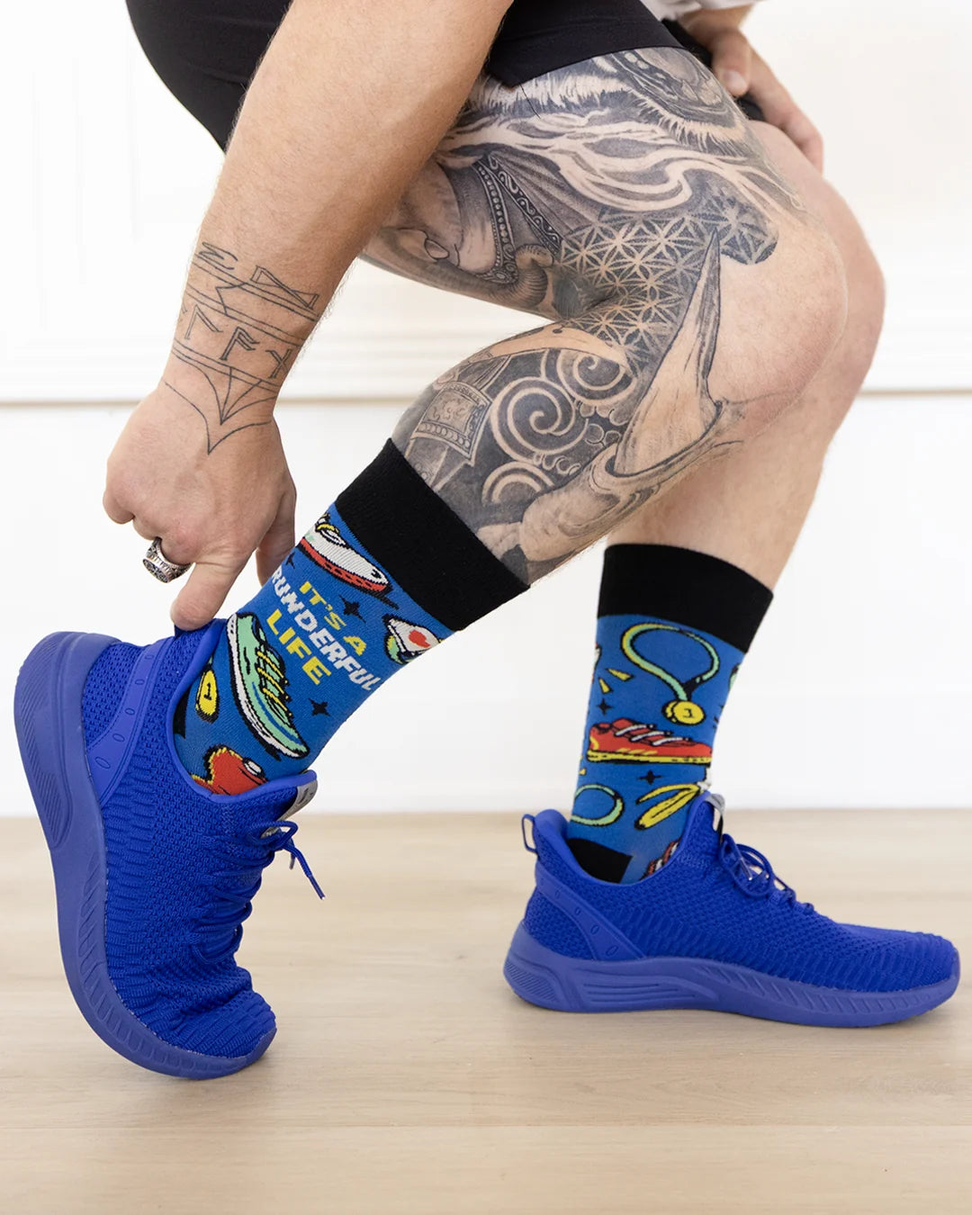 "Runderful Life" Cotton Crew Socks by Uptown Sox - Large