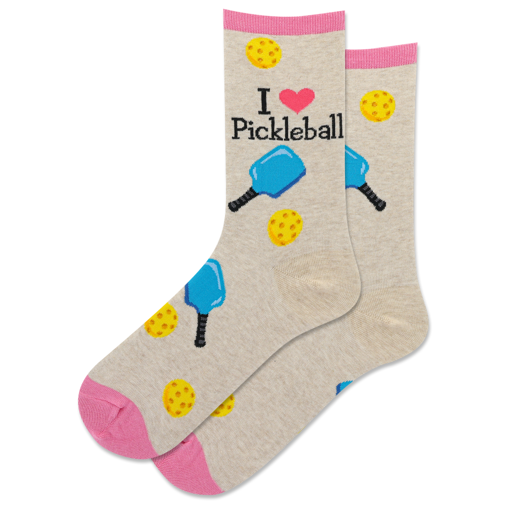 "Pickleball" Cotton Crew Socks by Hot Sox