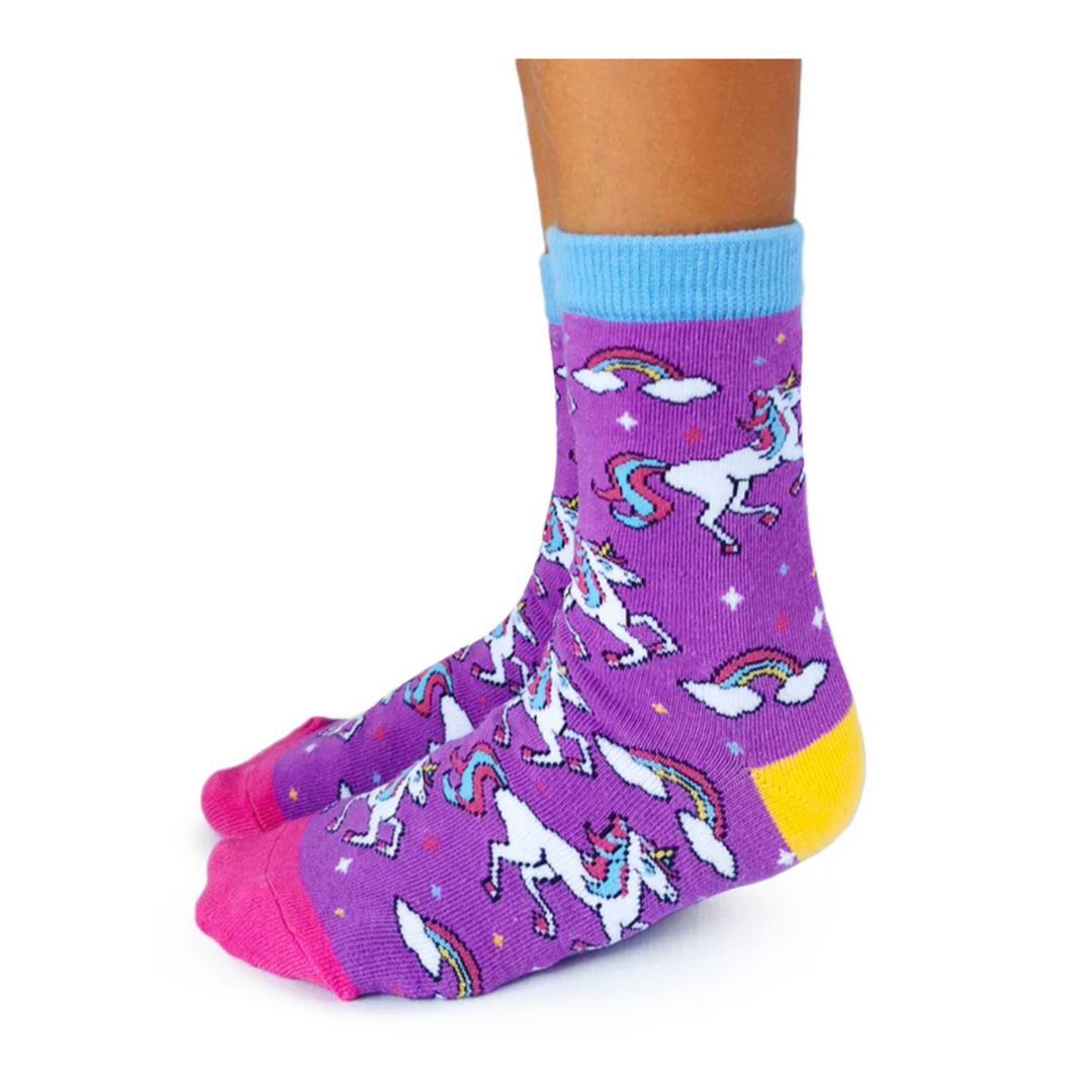 "Rainbows and Unicorns" Kids Cotton Crew Socks by Uptown Sox