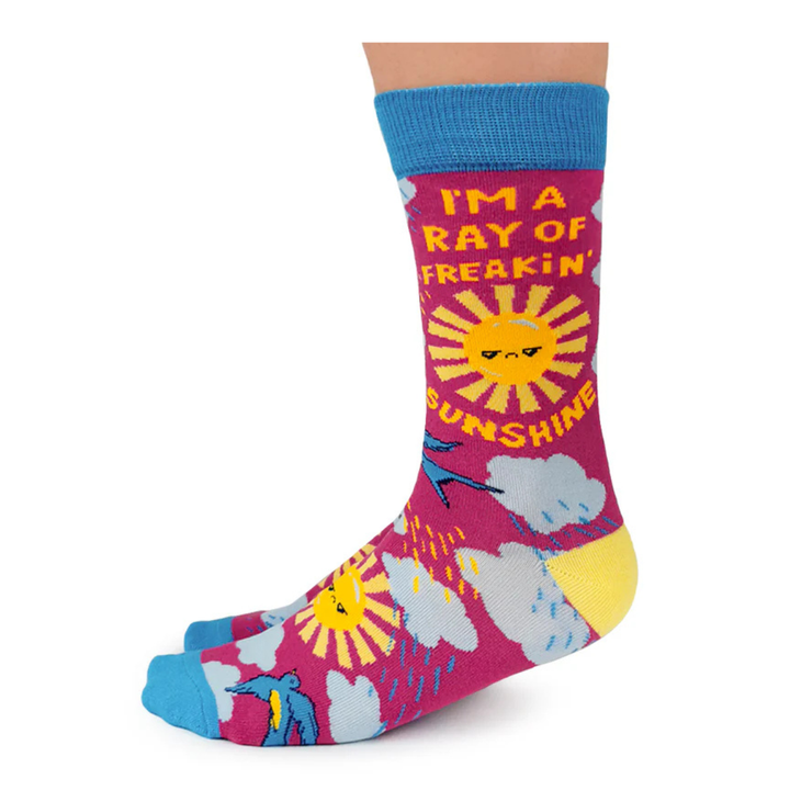 "Ray of Sunshine" Cotton Crew Socks by Uptown Sox - Medium