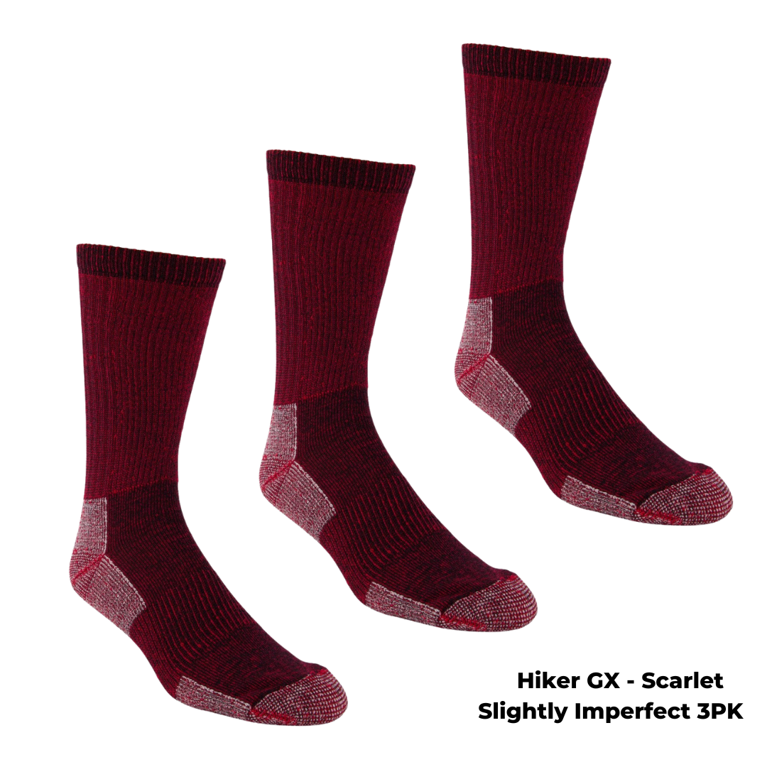 3 PAIR - J.B. Field's "Hiker GX" Merino Wool Hiking Sock (SLIGHTLY IMPERFECT) - COLOURFUL