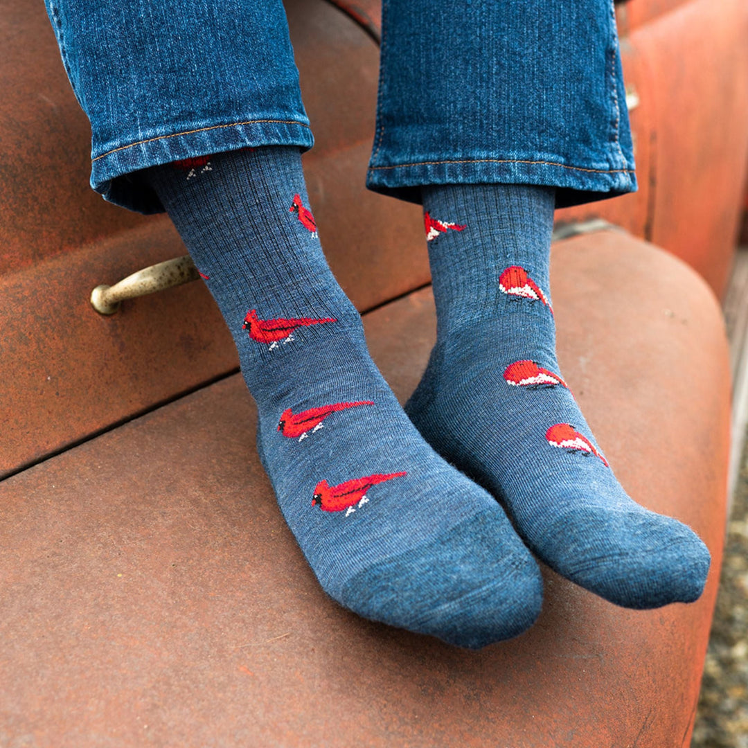 "Cardinal and Robin" 70% Merino Wool Socks by Friday Sox Co - Medium