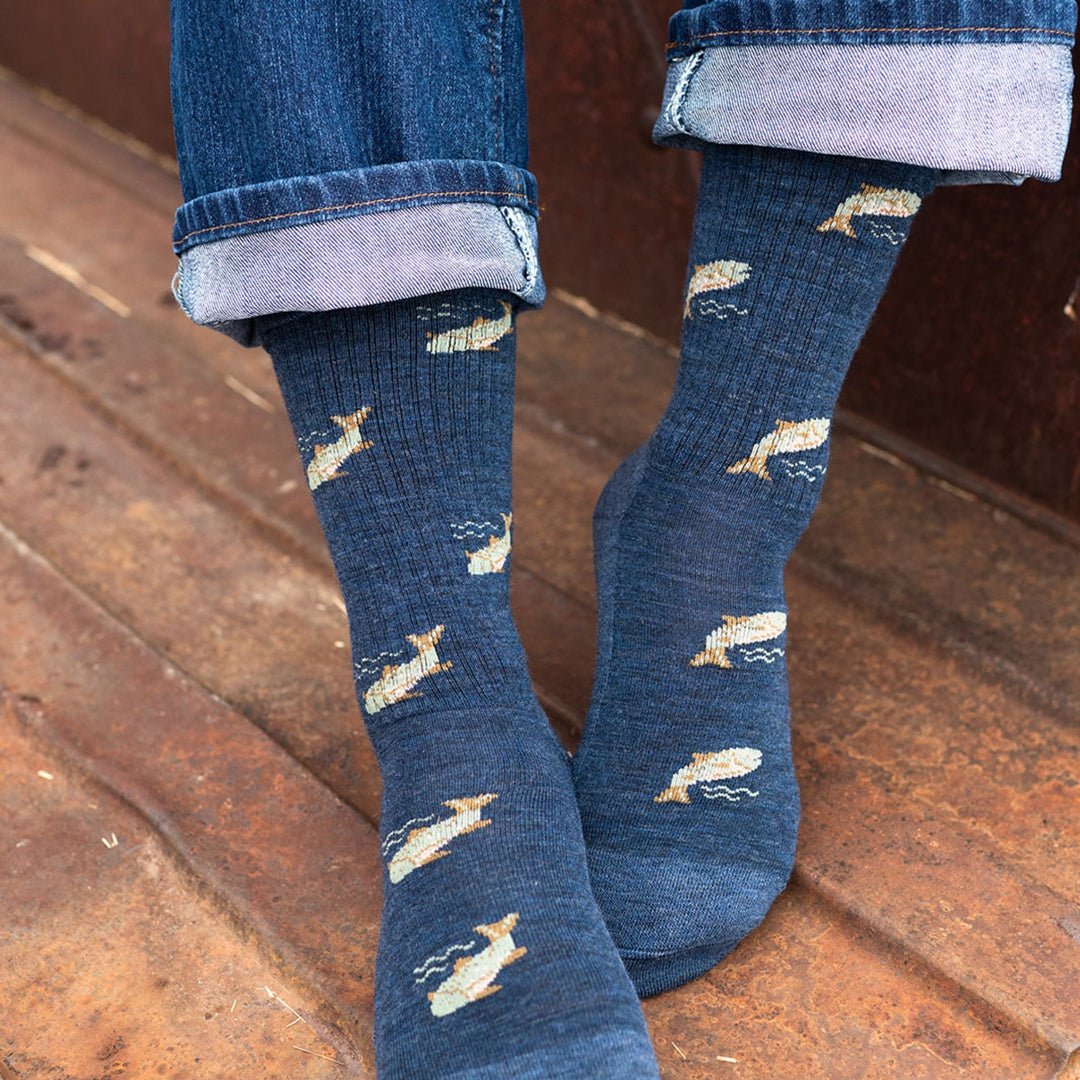 "Fish" Merino Wool Socks by Friday Sox Co - Large