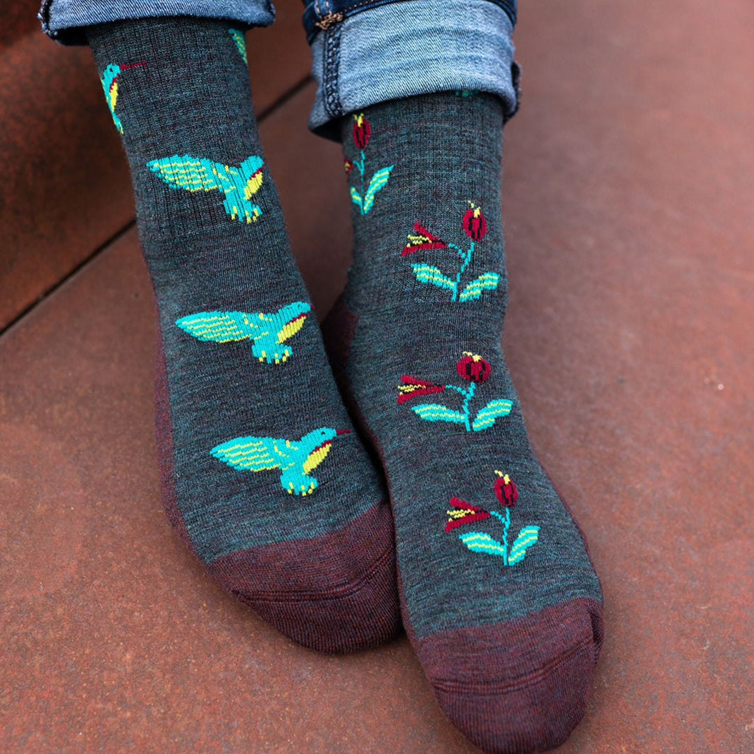 "Hummingbird" Merino Wool Socks by Friday Sox Co - Medium