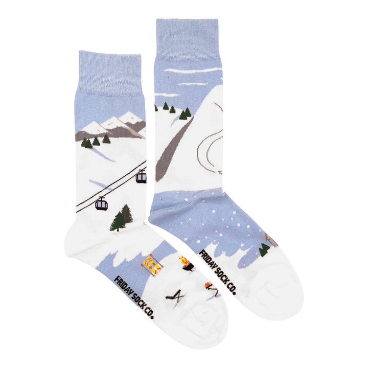 "Ski Scene" Landscape 85% Cotton Socks by Friday Sox Co