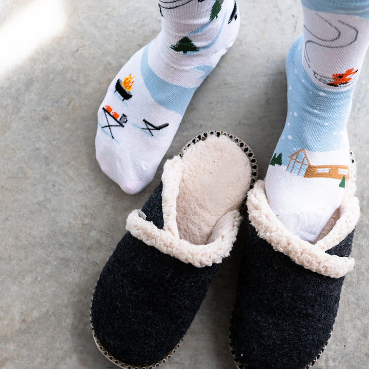 "Ski Scene" Landscape 85% Cotton Socks by Friday Sox Co