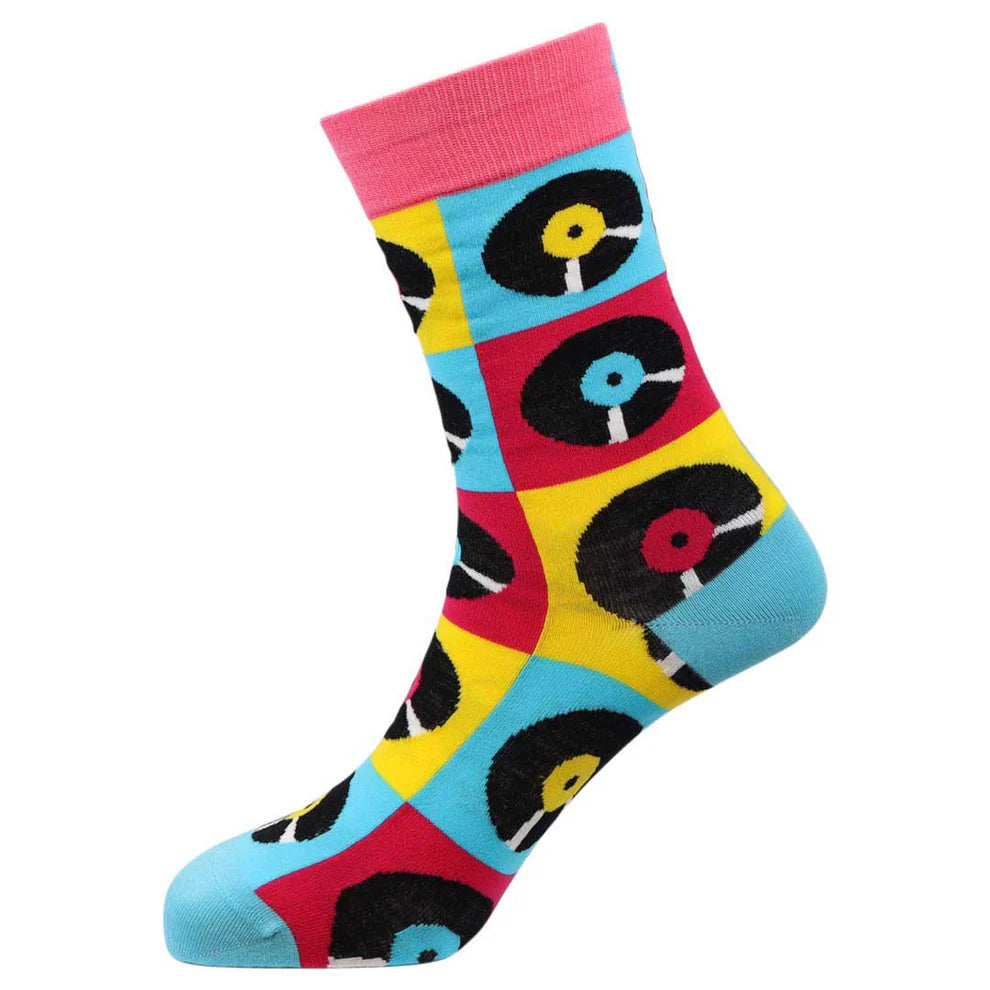 "Retro Vinyl" Bamboo Crew Socks By Sexy Socks