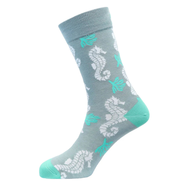 "Sea Horses" Bamboo Crew Socks By Sexy Socks