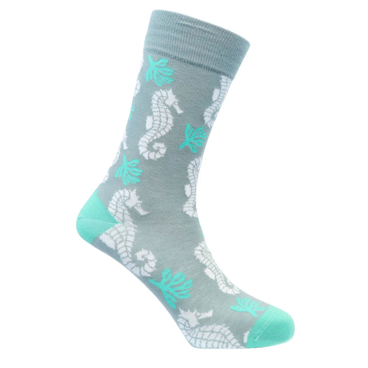 "Sea Horses" Bamboo Crew Socks By Sexy Socks