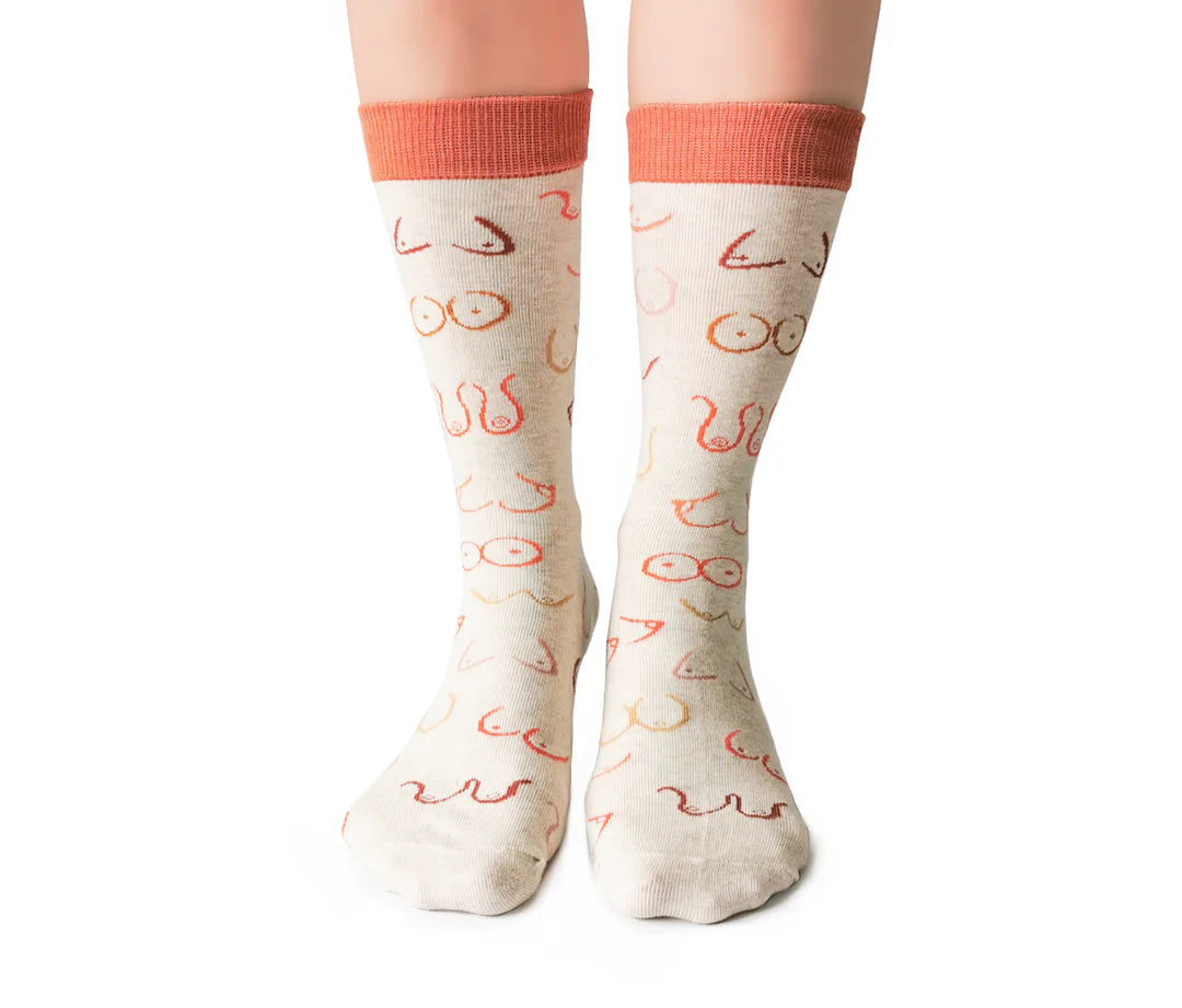 "Simply The Breast" Cotton Crew Socks by Uptown Sox