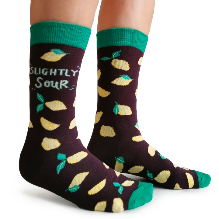"Slightly Sour" Cotton Crew Socks by Uptown Sox - Medium