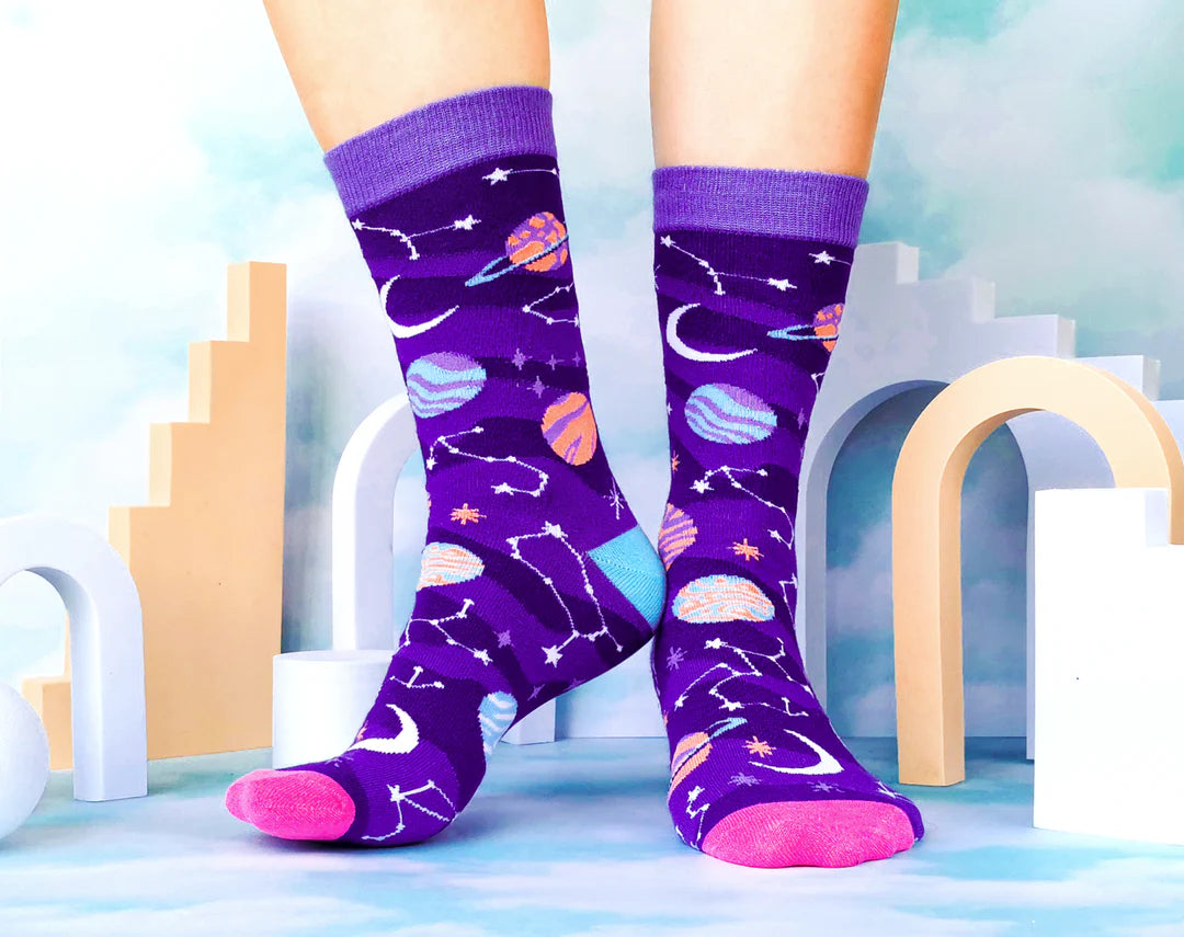 "Celestial" Cotton Crew Socks by Uptown Sox - Medium