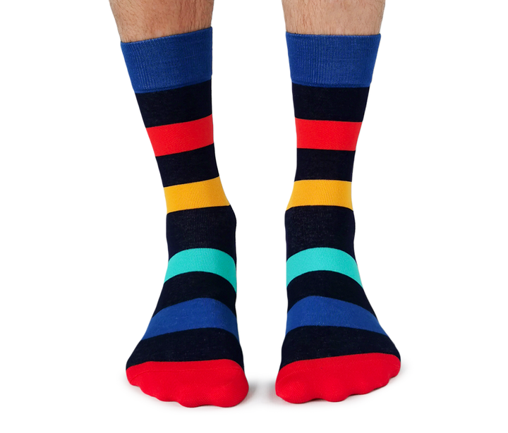 "Here For The Stripes" Cotton Crew Socks by Uptown Sox - Large