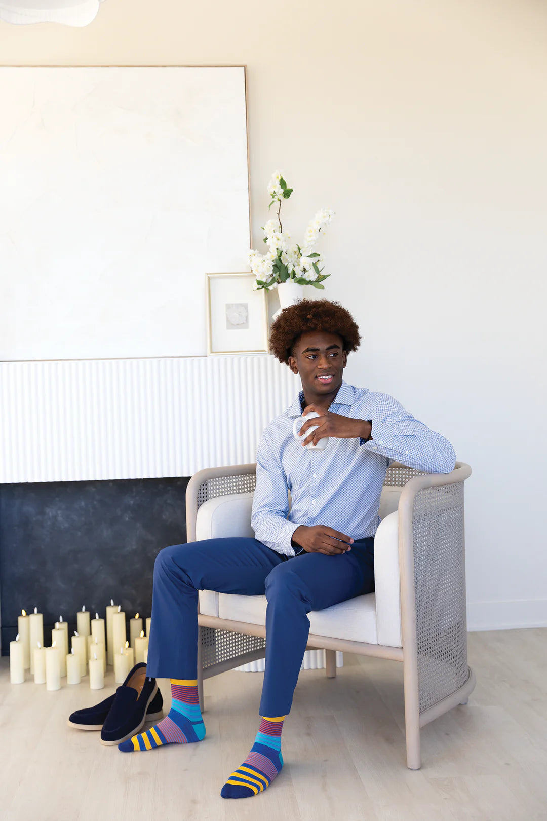Chaussettes mi-mollet en coton « Stripe Right » par Uptown Sox - Taille L 