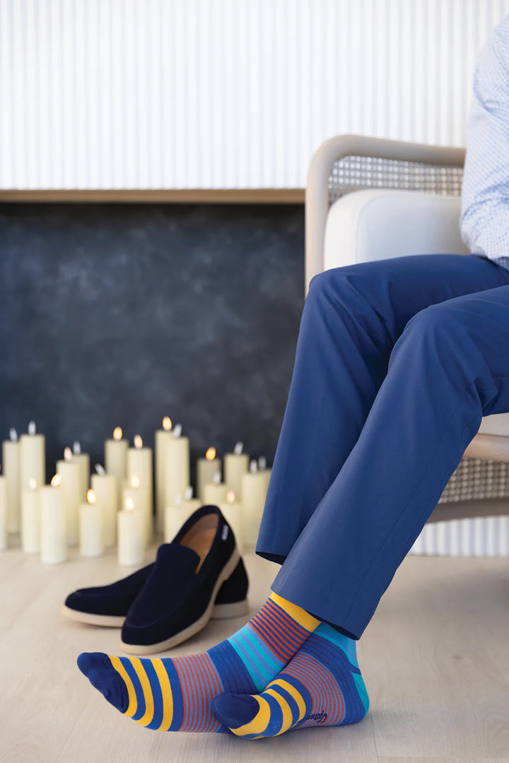 Chaussettes mi-mollet en coton « Stripe Right » par Uptown Sox - Taille L 