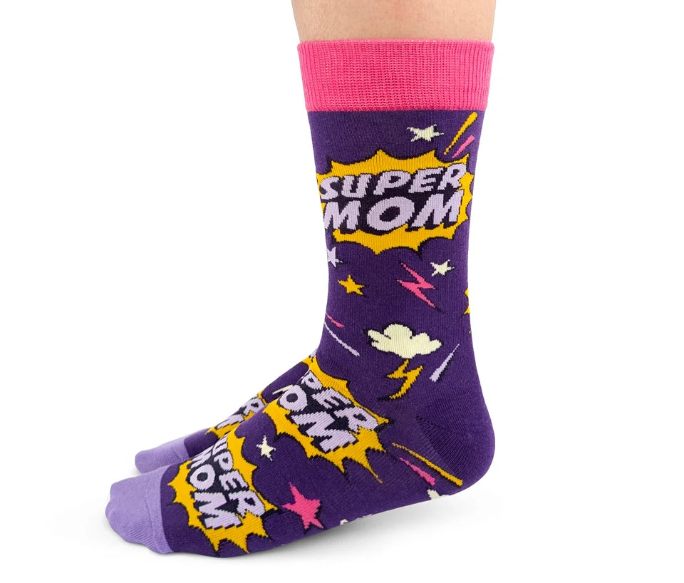 Chaussettes en coton « Super Mom » par Uptown Sox - Medium 